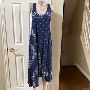 Theory Apalania Bandana asymetrical Hem silk Tank Dress